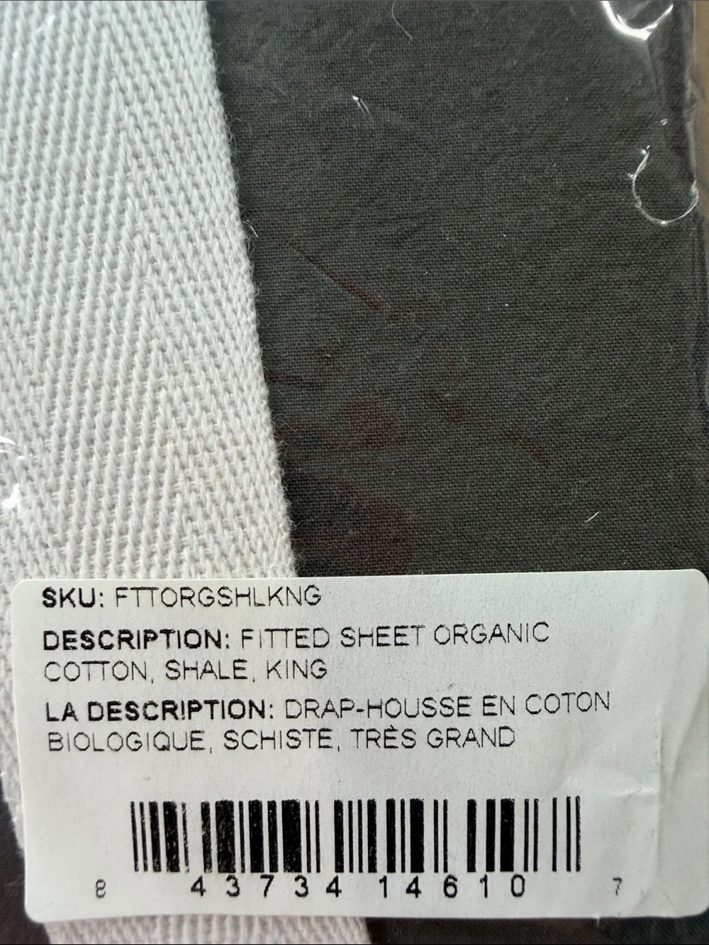 Parachute Organic Fitted Sheet - Charcoal Black